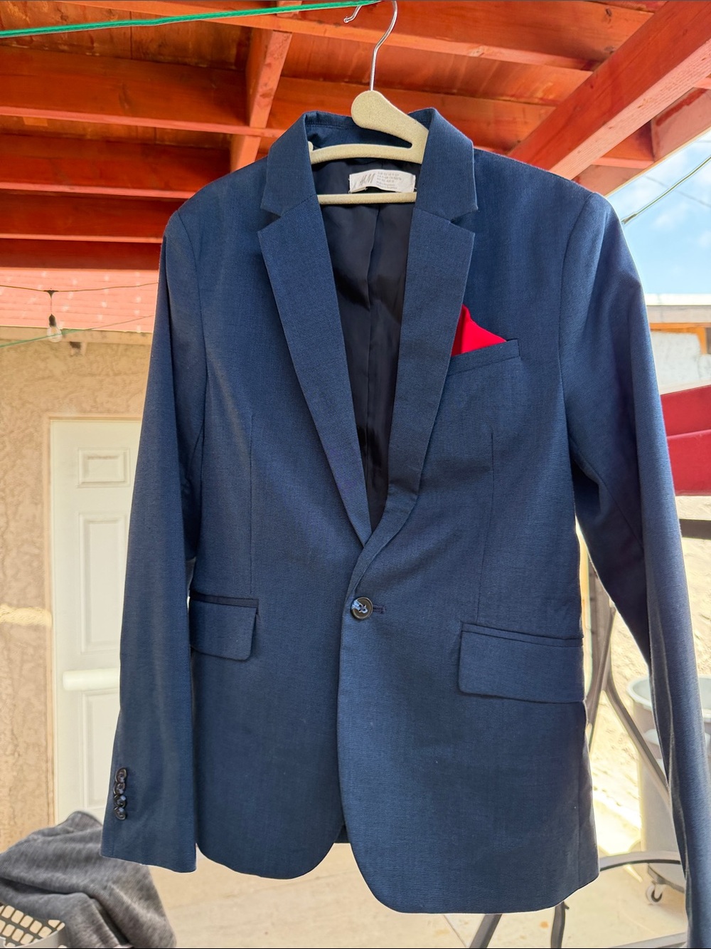 Classic kids's Navy Blazer with Red Pocket Square